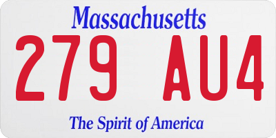 MA license plate 279AU4
