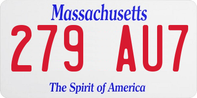 MA license plate 279AU7