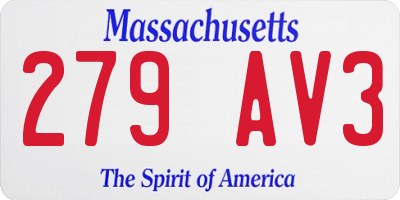 MA license plate 279AV3