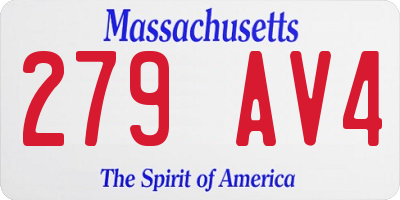 MA license plate 279AV4