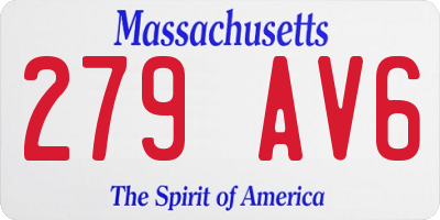 MA license plate 279AV6