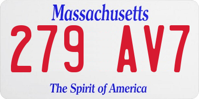 MA license plate 279AV7