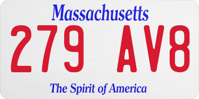 MA license plate 279AV8
