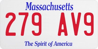 MA license plate 279AV9
