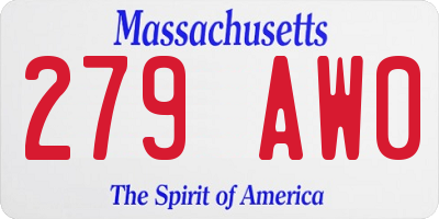 MA license plate 279AW0