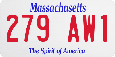 MA license plate 279AW1