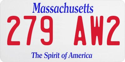 MA license plate 279AW2