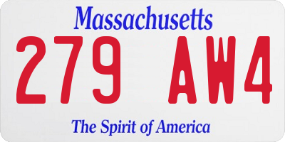 MA license plate 279AW4