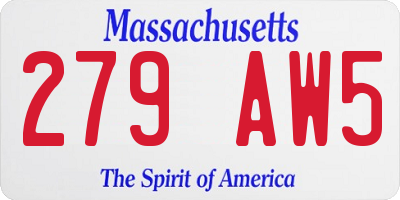 MA license plate 279AW5