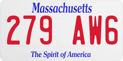 MA license plate 279AW6