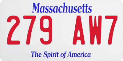 MA license plate 279AW7