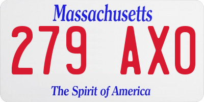 MA license plate 279AX0