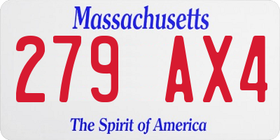 MA license plate 279AX4