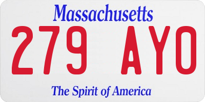 MA license plate 279AY0