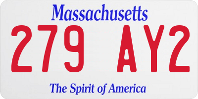 MA license plate 279AY2