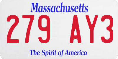 MA license plate 279AY3