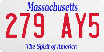 MA license plate 279AY5