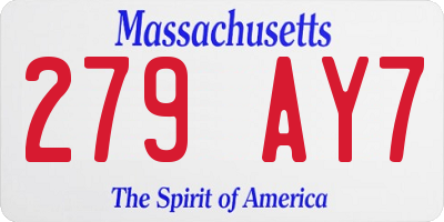 MA license plate 279AY7