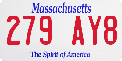 MA license plate 279AY8