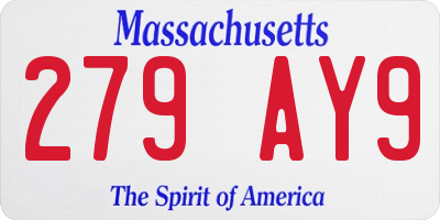 MA license plate 279AY9
