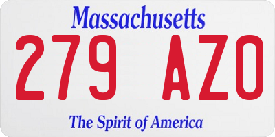 MA license plate 279AZ0