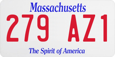 MA license plate 279AZ1