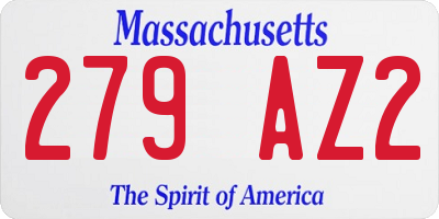 MA license plate 279AZ2