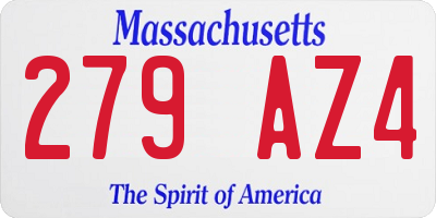MA license plate 279AZ4