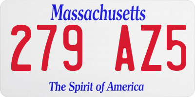 MA license plate 279AZ5
