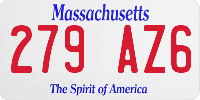 MA license plate 279AZ6