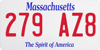 MA license plate 279AZ8