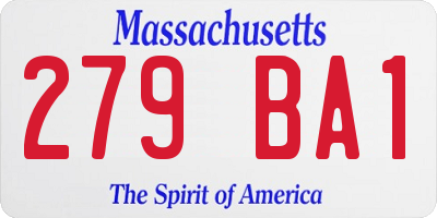 MA license plate 279BA1