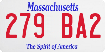 MA license plate 279BA2