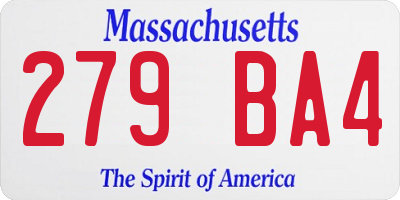 MA license plate 279BA4