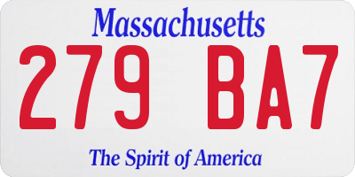 MA license plate 279BA7