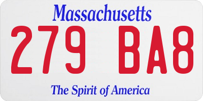 MA license plate 279BA8
