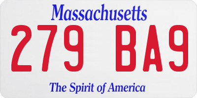 MA license plate 279BA9