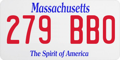 MA license plate 279BB0
