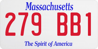 MA license plate 279BB1