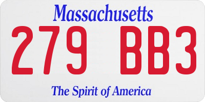 MA license plate 279BB3