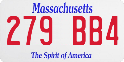 MA license plate 279BB4