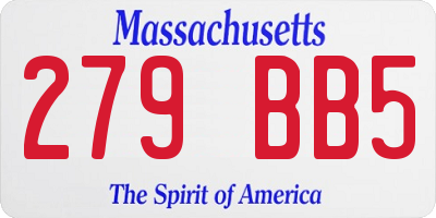 MA license plate 279BB5