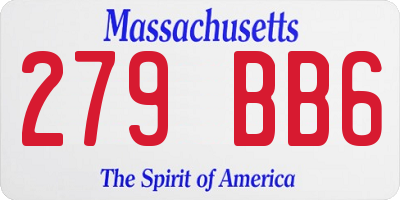 MA license plate 279BB6