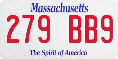 MA license plate 279BB9
