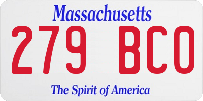 MA license plate 279BC0