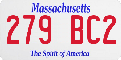 MA license plate 279BC2