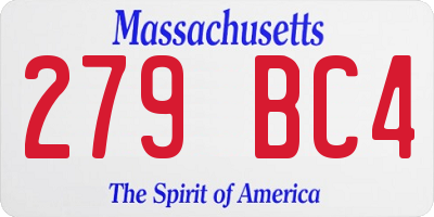 MA license plate 279BC4