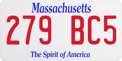 MA license plate 279BC5