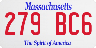 MA license plate 279BC6