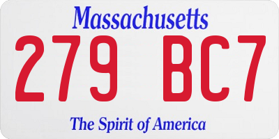 MA license plate 279BC7